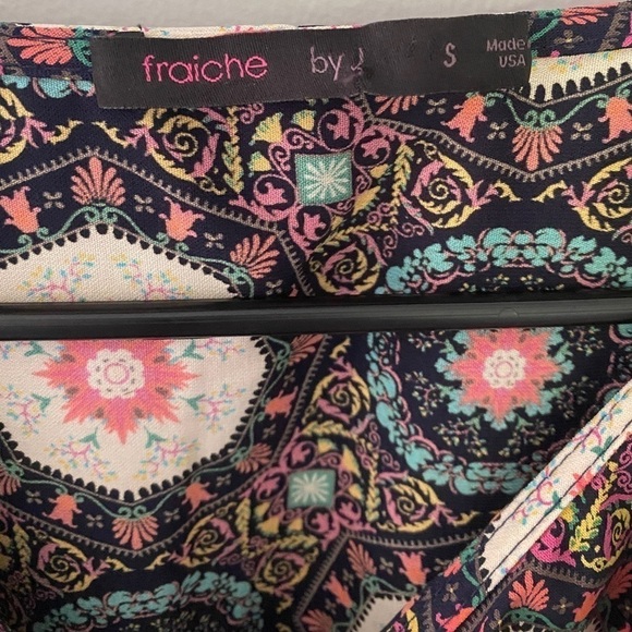 Fraiche by J Colorful Long Sleeve Pattern Ruffle Fit & Flare Dress Women’s Small - Picture 2 of 11